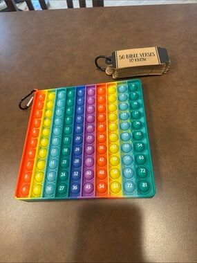 ✖️Multiplication Grid Pop-It and 50 Bible Verses To Know with Keyring ✝️